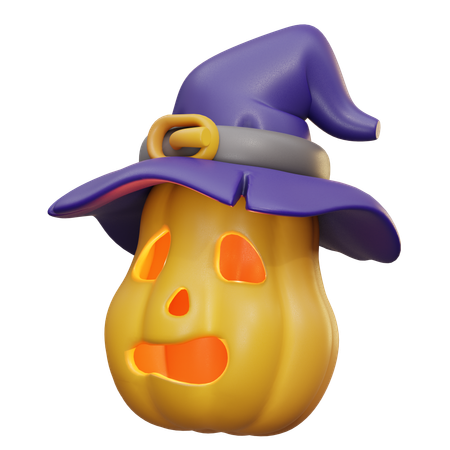 Pumpkin With Witch Hat  3D Icon