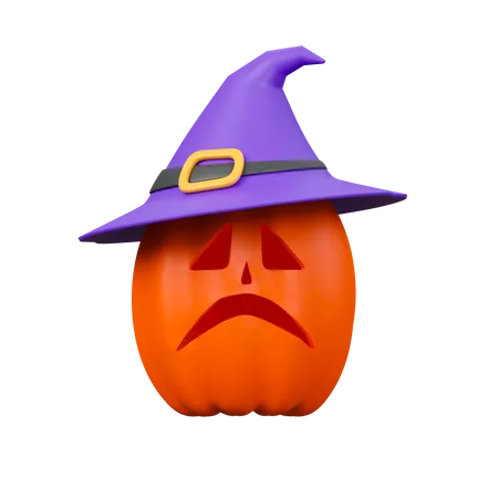 Pumpkin With Witch Hat  3D Icon