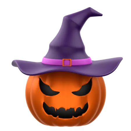 Pumpkin With Witch Hat  3D Icon