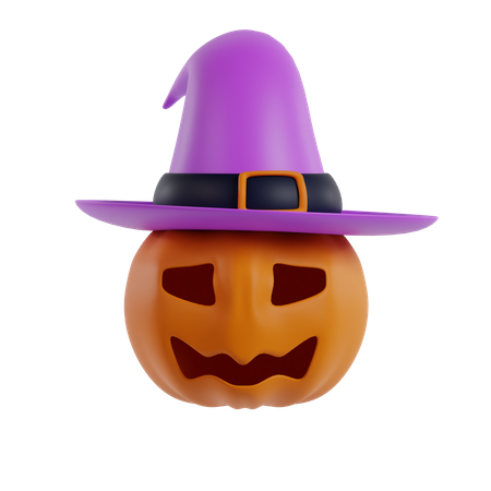 Pumpkin With Witch Hat  3D Icon