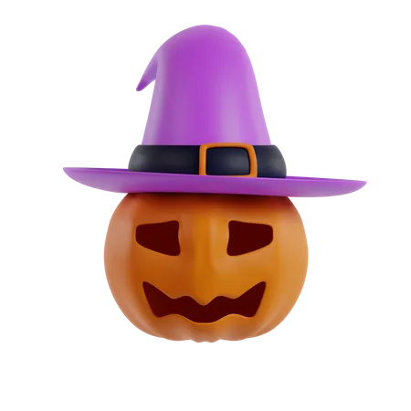 Pumpkin With Witch Hat  3D Icon