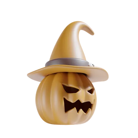 Pumpkin With Witch Hat  3D Icon