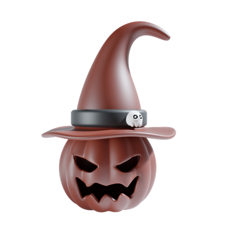 Pumpkin With Witch Hat  3D Icon