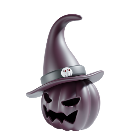 Pumpkin With Witch Hat  3D Icon