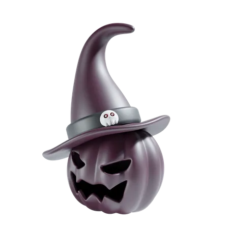 Pumpkin With Witch Hat  3D Icon