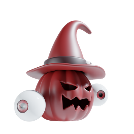 Pumpkin With Witch Hat  3D Icon