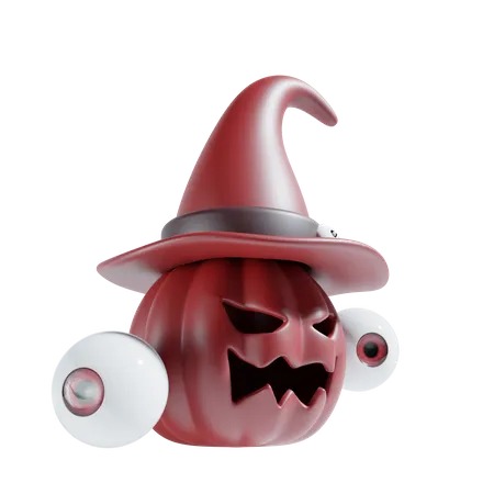 Pumpkin With Witch Hat  3D Icon