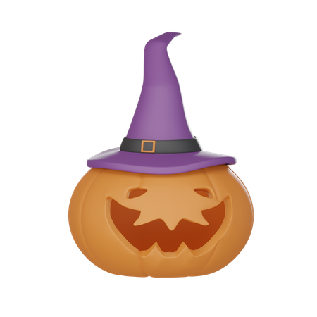 Pumpkin With Witch Hat  3D Icon