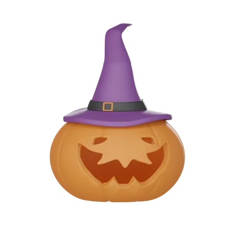 Pumpkin With Witch Hat  3D Icon