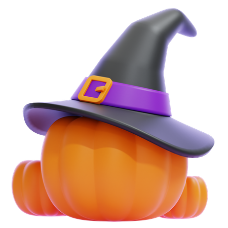 Pumpkin With Witch Hat  3D Icon