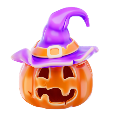 Pumpkin with witch hat  3D Icon