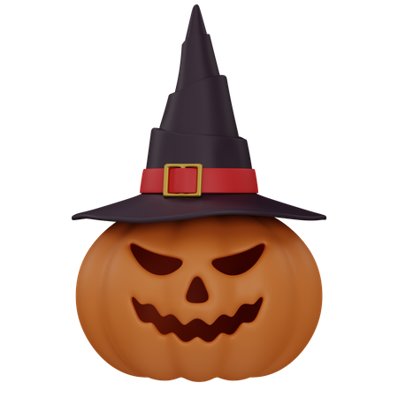 Pumpkin with witch hat  3D Icon