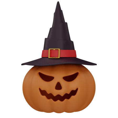Pumpkin with witch hat  3D Icon
