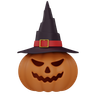 3d pumpkin with witch hat emoji