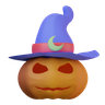 3d pumpkin with witch hat