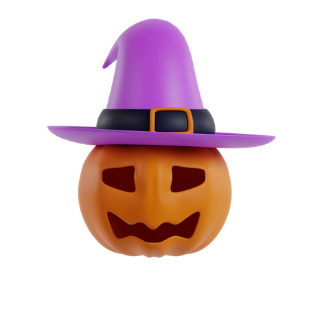 Pumpkin With Witch Hat  3D Icon