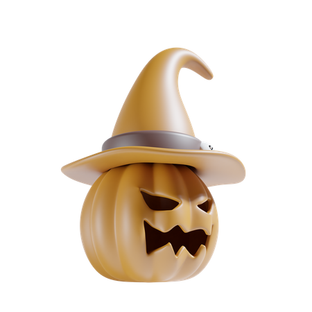Pumpkin With Witch Hat  3D Icon