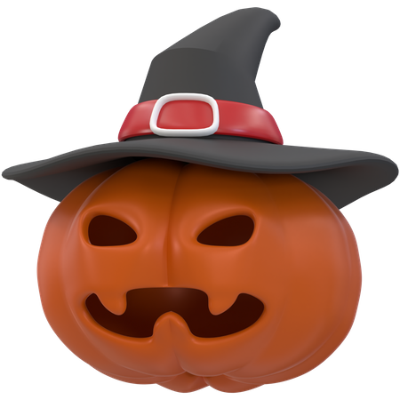 Pumpkin With Wizards Hat  3D Icon