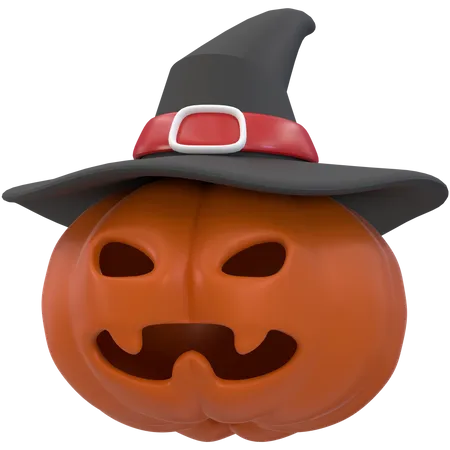 Pumpkin With Wizards Hat  3D Icon