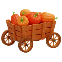 Pumpkin Wooden Cart