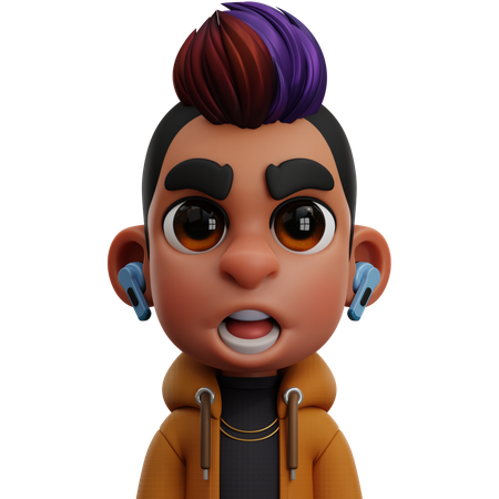 Punkiger Junge mit Kapuzenjacke  3D Icon