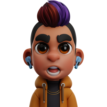 PUNKY BOY WITH HOODIE JACKET  3D Icon