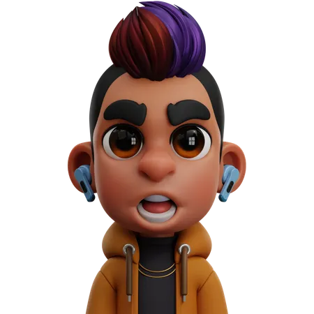 PUNKY BOY WITH HOODIE JACKET  3D Icon