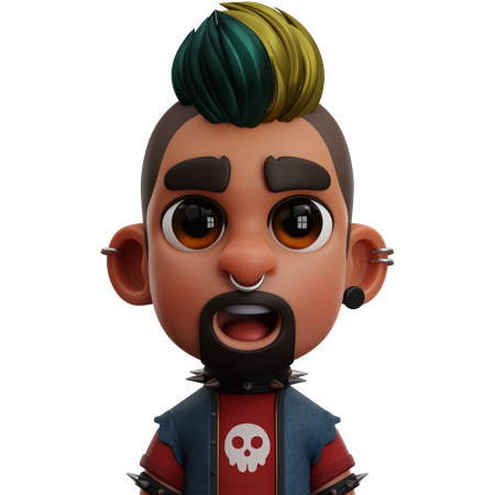 PUNKY MAN WITH SPIKED  3D Icon