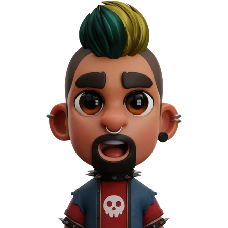 PUNKY MAN WITH SPIKED  3D Icon