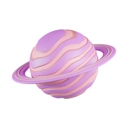 Puple Ring Planet  3D Icon