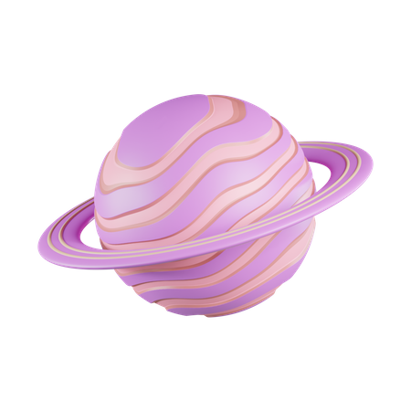 Puple Ring Planet  3D Icon