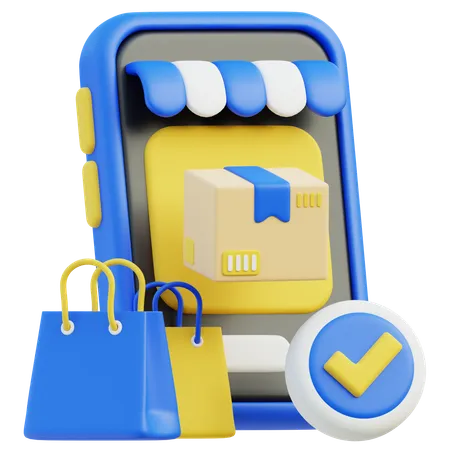 E Commerce Purchase Checklist With Package And Shopping Bags 3D Icon