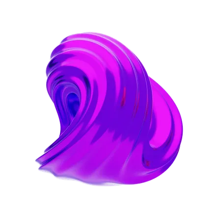 Purple Abstract Metalic Bend And Wavy Shape  3D Icon
