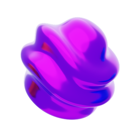 Purple Abstract Metalic Wavy Ball Shape  3D Icon