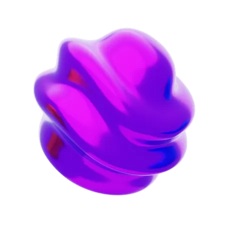 Purple Abstract Metalic Wavy Ball Shape  3D Icon