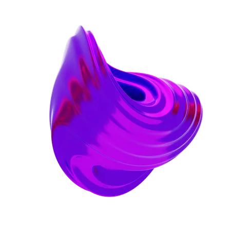 Purple Abstract Metalic Wavy Circle Shape  3D Icon