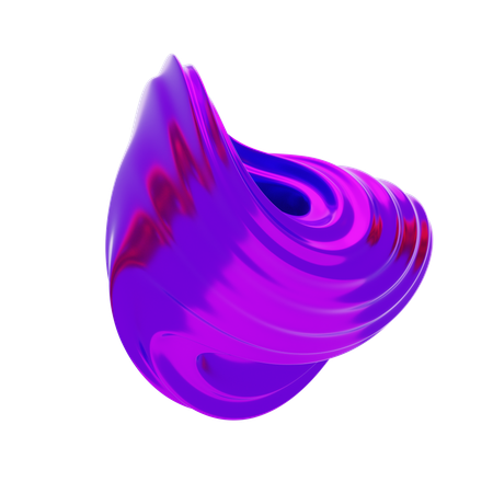 Purple Abstract Metalic Wavy Circle Shape  3D Icon