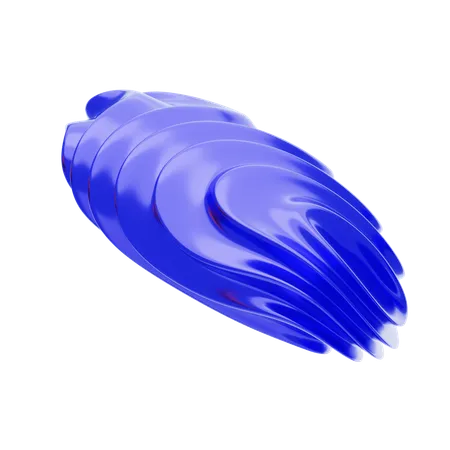 Purple Abstract Metalic Wavy Flatten Shape  3D Icon