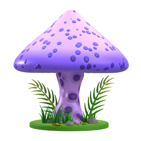 Purple and White Spotted Mushroom  3D Icon