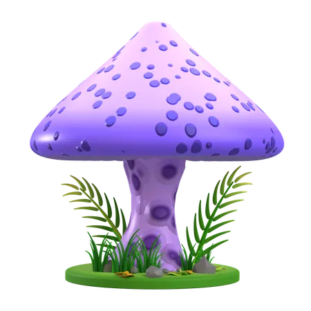 Mushroom Purple and White Spotted  3D Icon