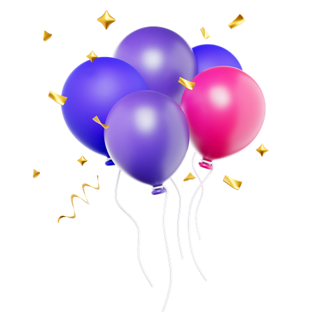 Purple Baloons  3D Icon