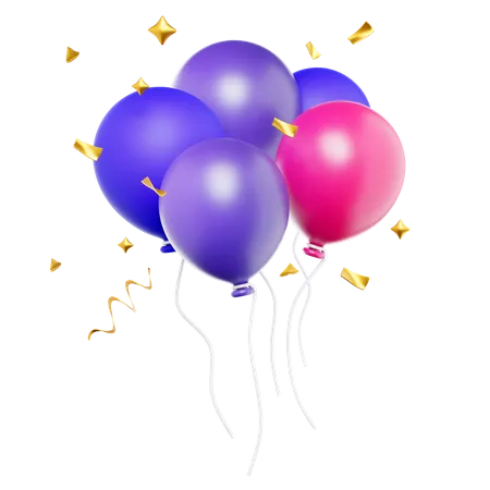 Purple Baloons  3D Icon