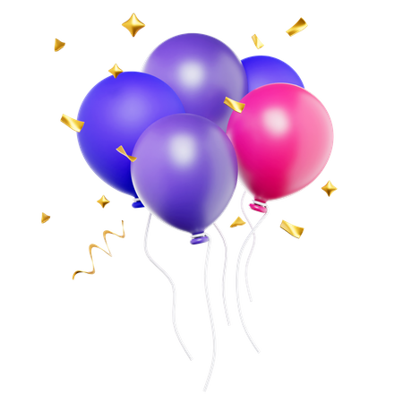 Purple Baloons 3D Icon