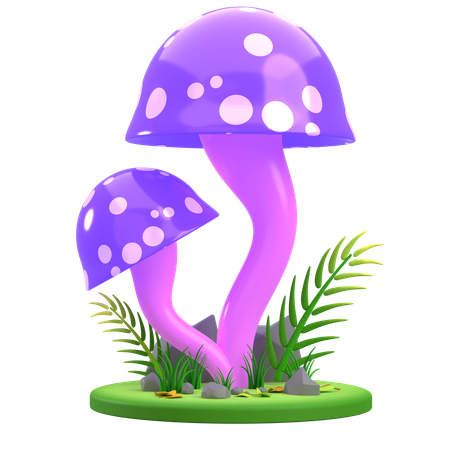 Mushroom Purple cap  3D Icon