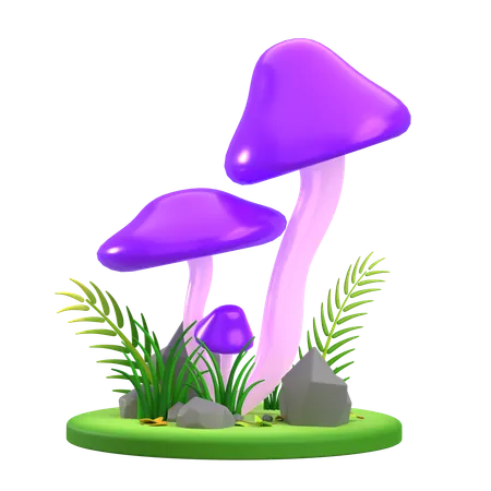 Mushroom Purple Cone  3D Icon
