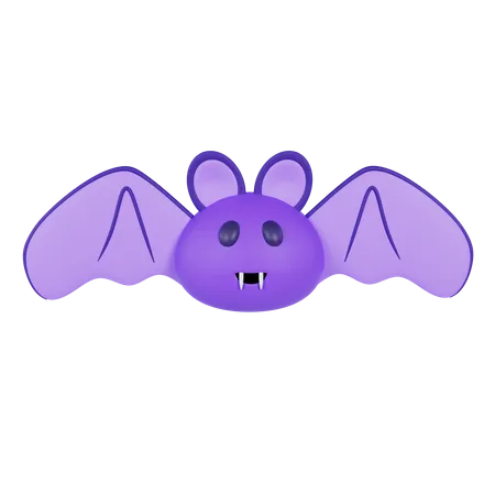 Purple Cute Halloween Bat  3D Icon