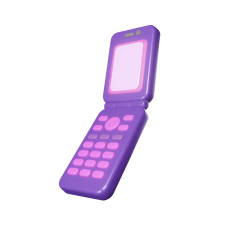 Purple Flip Phone  3D Icon