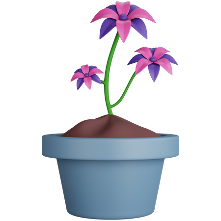 Purple Flowers  3D Icon