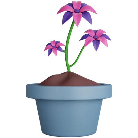 Purple Flowers  3D Icon