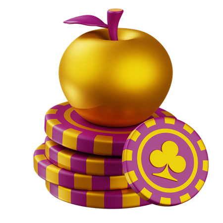 Purple Golden Aple With Club Chip  3D Icon